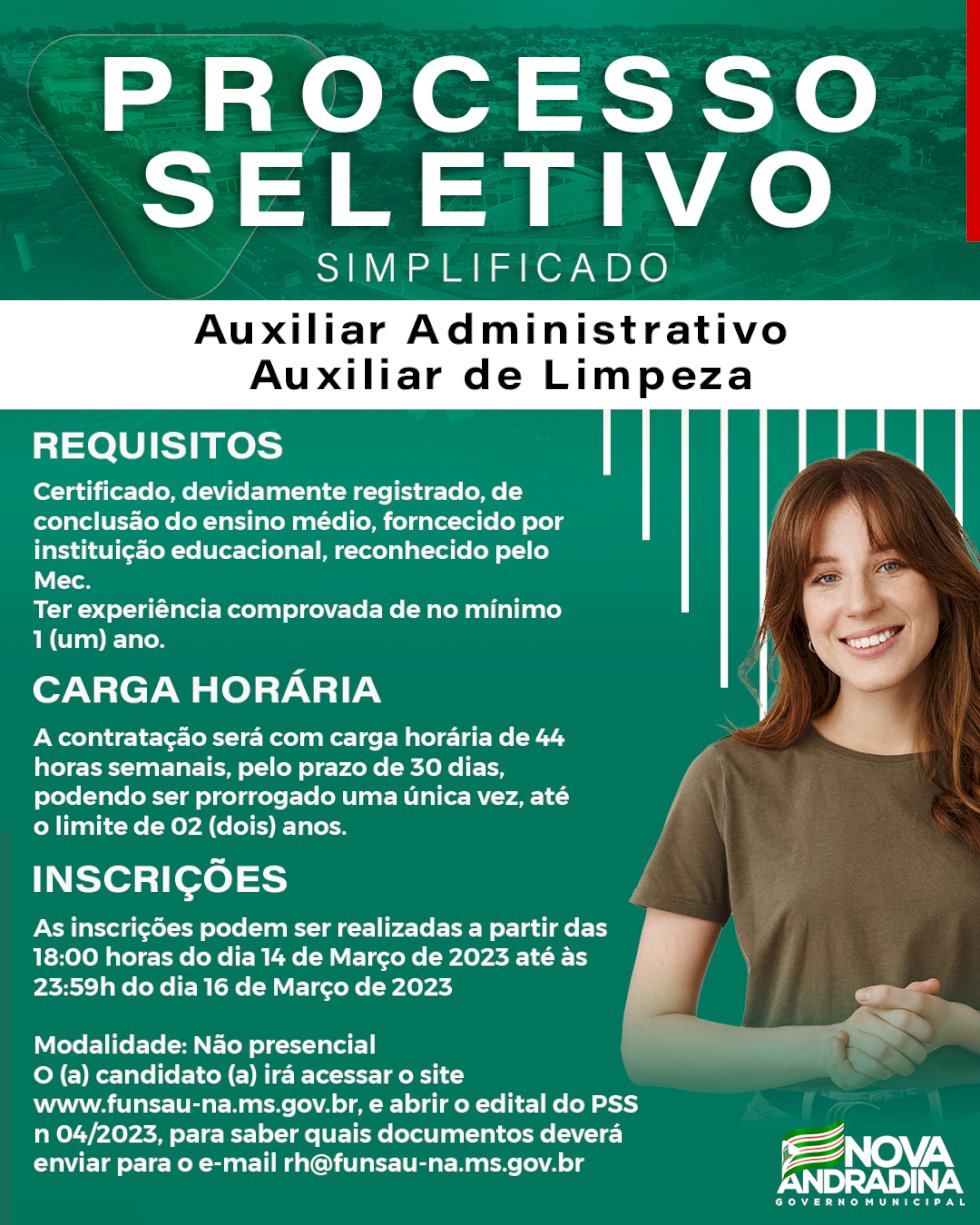 Funsau abre processo seletivo para contratação de auxiliar