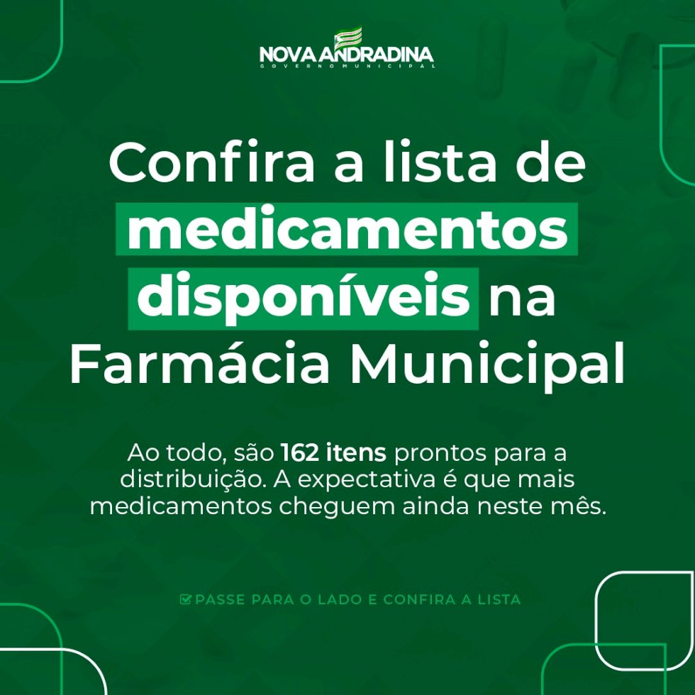 Saúde divulga medicamentos disponíveis na farmácia popular