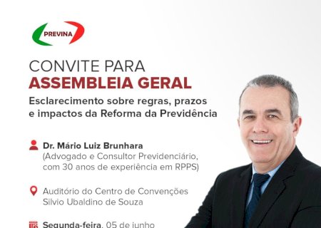 PREVINA convida servidores municipais para Assembleia Geral sobre a reforma da Previdência