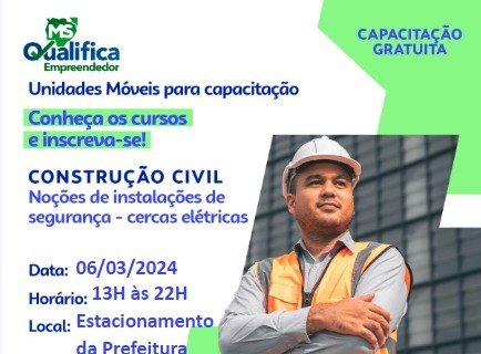 Prefeitura de Nova Andradina e Sebrae/MS oferecem cursos na área de construção civil