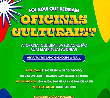 FUNAC abre matrículas para oficinas culturais do 2º semestre