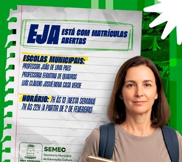 EJA está com matrículas abertas na rede municipal